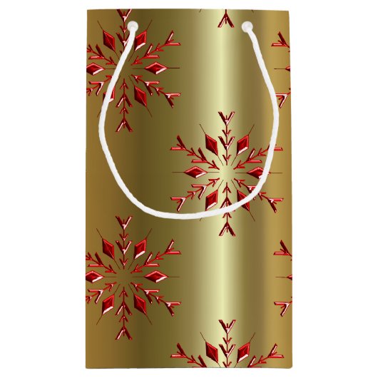 Rode kerststerren op goud klein cadeauzakje (Achterkant)