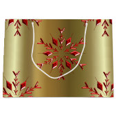 Rode kerststerren op goud large cadeautasje (Voorkant)