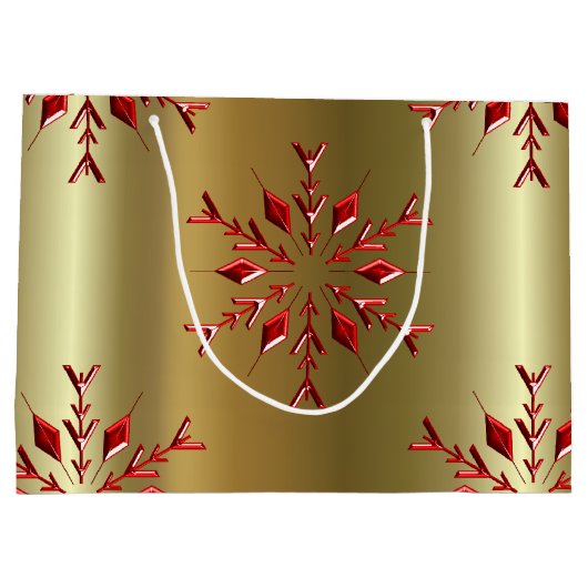 Rode kerststerren op goud large cadeautasje (Achterkant)