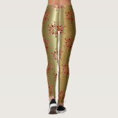 Rode kerststerren op goud leggings (Achterkant)