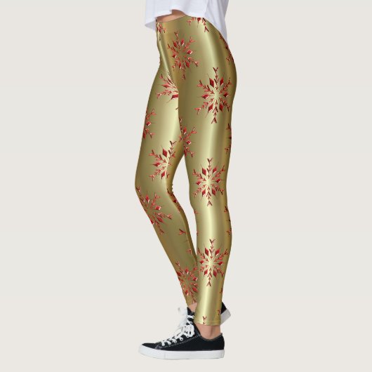 Rode kerststerren op goud leggings (Links)