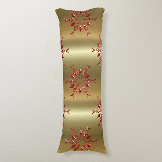Rode kerststerren op goud lichaamskussen (Voorkant Verticaal)