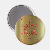 Rode kerststerren op goud magneet (Voorkant / Achterkant)