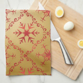 Rode kerststerren op goud theedoek (Quarter Fold)