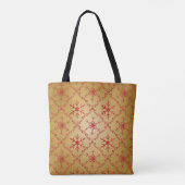 Rode kerststerren op goud tote bag (Achterkant)