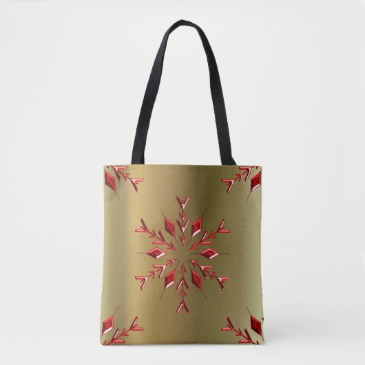Rode kerststerren op goud tote bag (Voorkant)