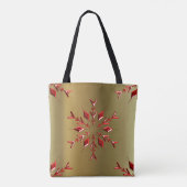 Rode kerststerren op goud tote bag (Achterkant)