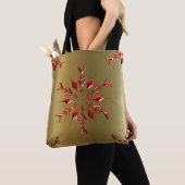 Rode kerststerren op goud tote bag (Dichtbij)
