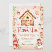 Rode kerststol verjaardagsfeestje bedankkaart (Voorkant)