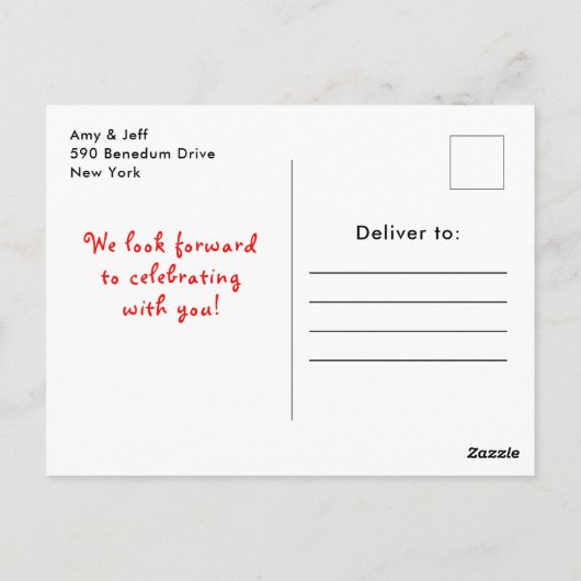 Rode kerststol verjaardagsfeestje briefkaart (Achterkant)