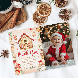 Rode kerststol verjaardagsfeestje foto bedankkaart