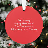 Rode Kerststrepen Foto Joy Typografie Ornament