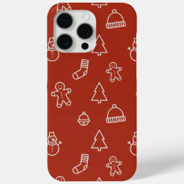 Rode kersttextuur met feestelijke elementen iPhone 15 pro max hoesje