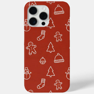 Rode kersttextuur met feestelijke elementen iPhone 15 pro max hoesje
