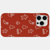 Rode kersttextuur met feestelijke elementen Case-Mate iPhone case (Achterkant (horizontaal))
