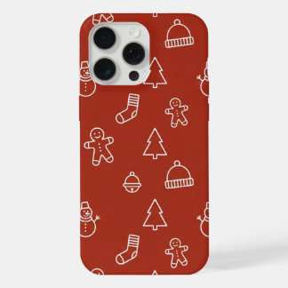 Rode kersttextuur met feestelijke elementen iPhone 15 pro max case