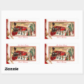  rode kersttrein rechthoekige sticker (Vel)