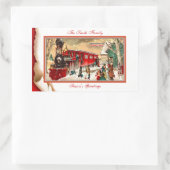  rode kersttrein rechthoekige sticker (Tas)