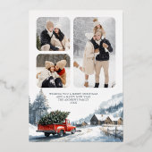  Rode Kersttruck 3 Foto Collage Goud Folie Feestdagenkaart (Achterkant)