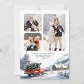 Rode Kersttruck 3 Fotocollage Feestdagenkaart (Achterkant)