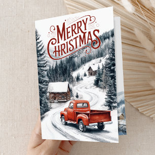 Rode Kersttruck 4 Fotocollage Feestdagen Kaart