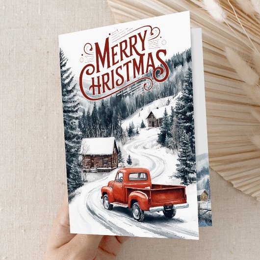  Rode Kersttruck 4 Fotocollage Feestdagen Kaart