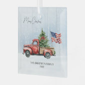  Rode Kersttruck Boerderij USA Vlag Glas Ornament (Voorkant links)