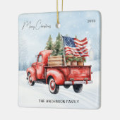  Rode Kersttruck Boerderij USA Vlag Keramisch Ornament (Links)