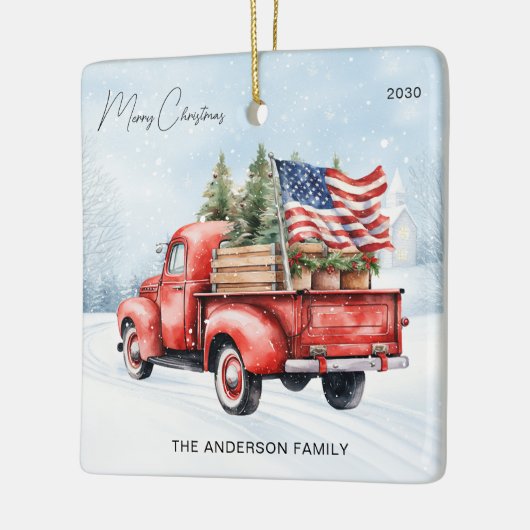  Rode Kersttruck Boerderij USA Vlag Keramisch Ornament (Links)