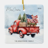 Rode Kersttruck Boerderij USA Vlag Keramisch Ornament (Voorkant)