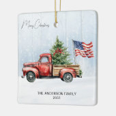  Rode Kersttruck Boerderij USA Vlag Keramisch Ornament (Links)