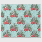 Rode Kersttruck Cadeaupapier (Vlak)