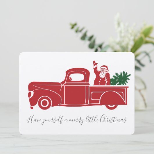  Rode Kersttruck Feestdagenkaart (Staand voorkant)