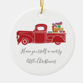  Rode Kersttruck foto Keramisch Ornament (Voorkant)