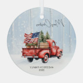  rode kersttruck gepersonaliseerde Amerikaanse vla Glas Ornament (Achterkant)