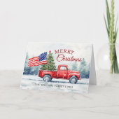 rode kersttruck kerstboomvlag feestdagen kaart (Voorkant)