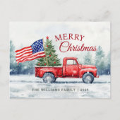 rode kersttruck kerstboomvlag feestdagenkaart (Voorkant)