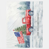  rode kersttruck kerstboomvlag fleece deken (Voorkant)