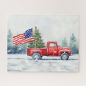  rode kersttruck kerstboomvlag legpuzzel (Horizontaal)