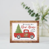  Rode Kersttruck Nieuw adres verplaatsen Briefkaart (Staand voorkant)