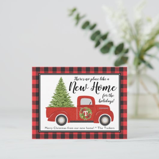  Rode Kersttruck Nieuw adres verplaatsen Briefkaart (Staand voorkant)