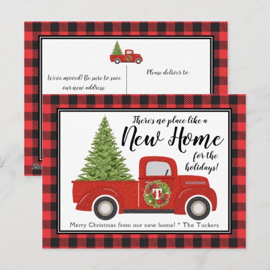 Rode Kersttruck Nieuw adres verplaatsen Briefkaart (Voorkant / Achterkant)