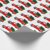 Rode Kersttruck Rustiek Kerstfeest Feest Cadeaupapier (Hoek)