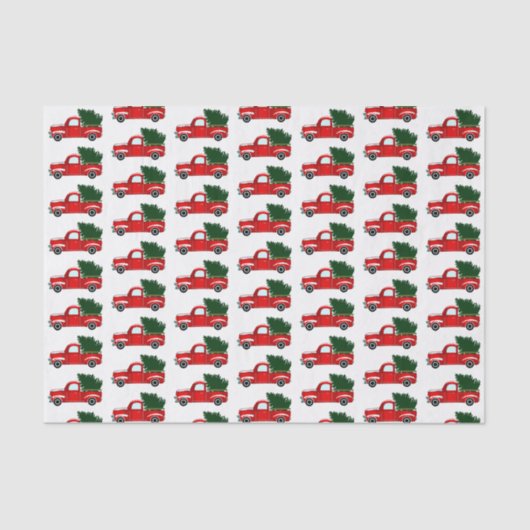 Rode Kersttruck Rustig Kerstfeest Tissuepapier (Voorkant)