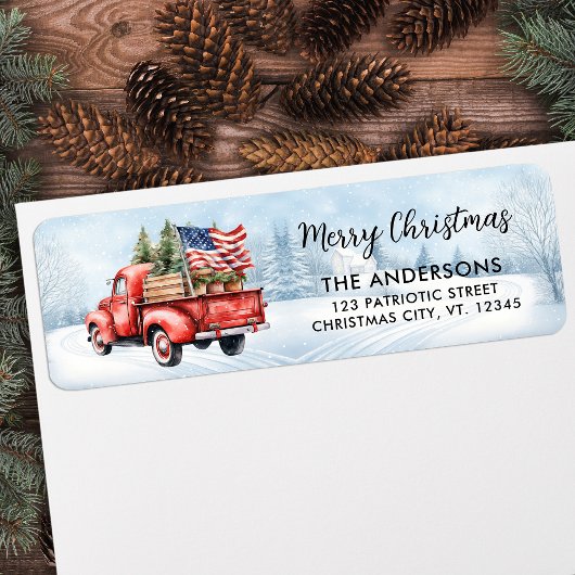  rode kersttruck vlag retouradres etiket