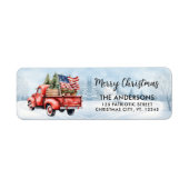  rode kersttruck vlag retouradres etiket (Voorkant)