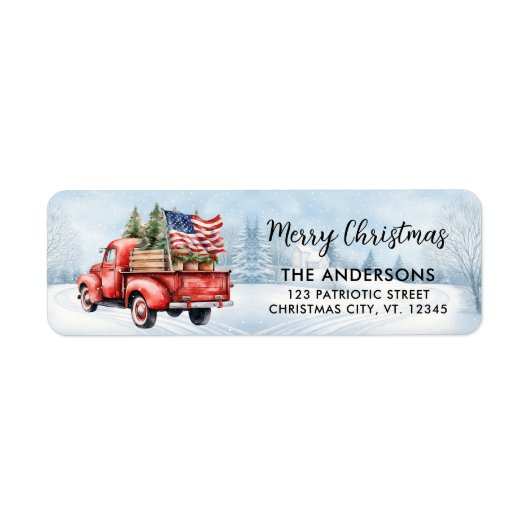 rode kersttruck vlag retouradres etiket (Voorkant)