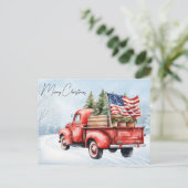  rode kersttruck VS Vlag Patriottisch Briefkaart (Staand voorkant)