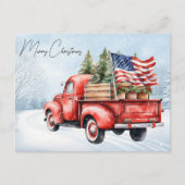  rode kersttruck VS Vlag Patriottisch Briefkaart (Voorkant)