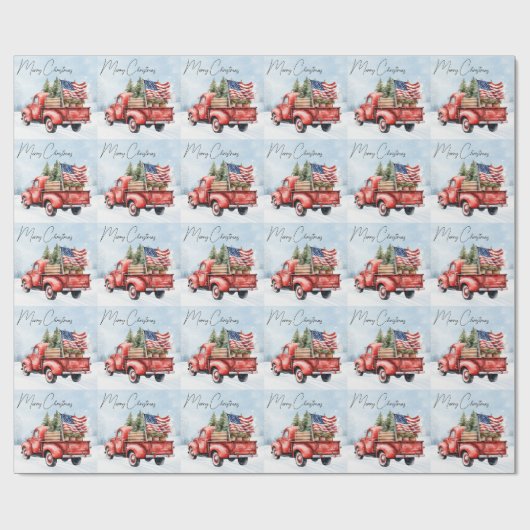  rode kersttruck VS Vlag Patriottisch Cadeaupapier (Vlak)